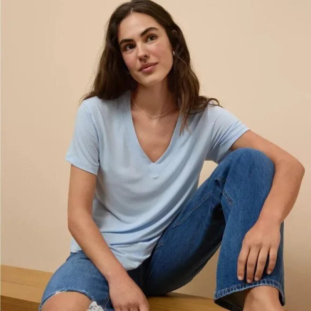 NWT American Eagle Soft & Sexy Oversized Blue V-Neck Tee Shirt